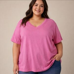 Gap Short Sleeve V-Neck T-Shirt Womens XXL Pink